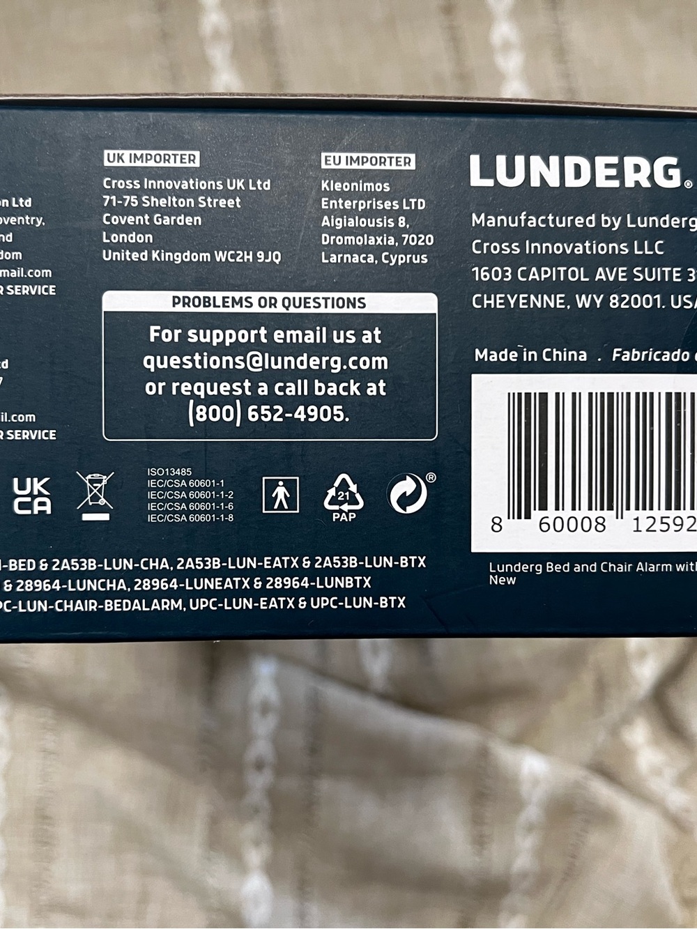 Lunderg Early Alert Bed Alarm System With Wireless Sensor Pad & Monitor New - Picture 3 of 7